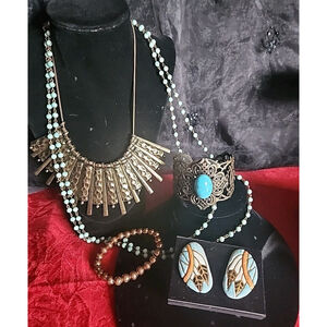 Handmade Clay Earrings Native Feathers Bronze Jewelry Lot